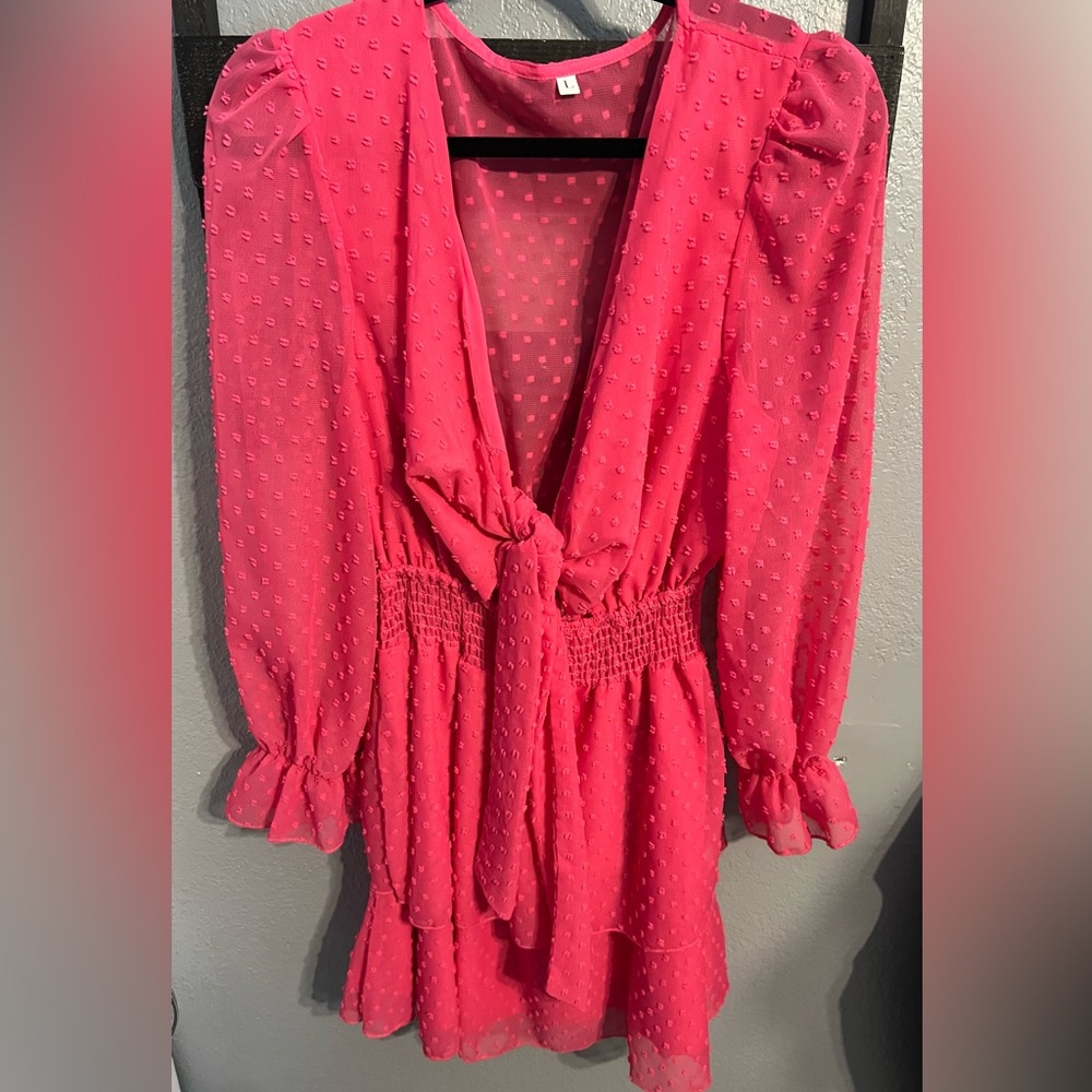 Shein Hot Pink Long Sleeve Dress - Picture 5 of 10